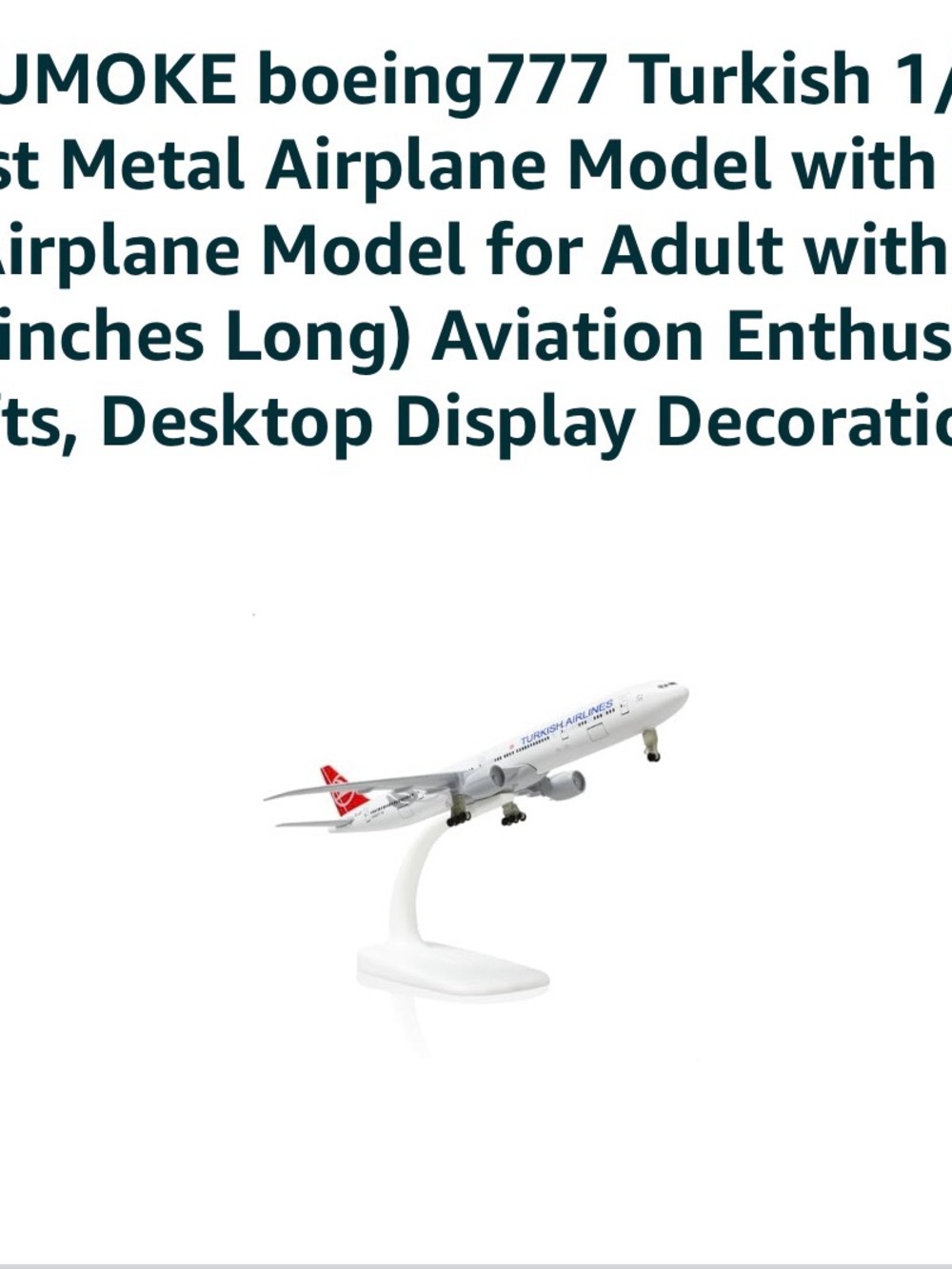 Diecast Boeing 777 Turkish Airlines Model - White & Red